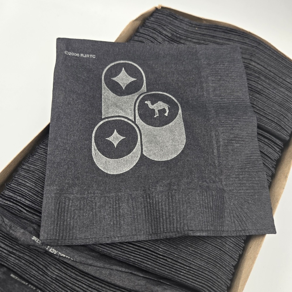 Vintage Camel‎ Cigarette Paper Napkins Black Square Cocktail  2006 RJRTC Rare